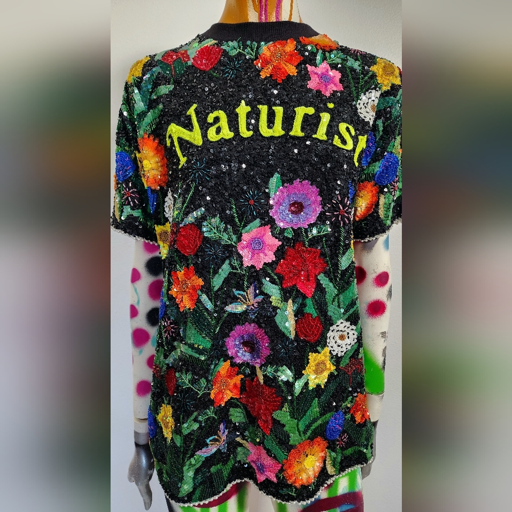 Ashish Naturist Floral Sequin Embellished Top Small